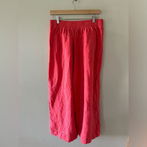Athleta Playa 100% Linen Crop Pants Red Orange Size 10 Long - Picture 8 of 10